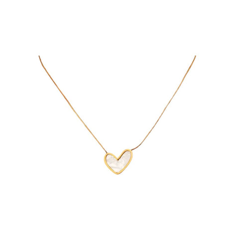 316 Stainless Steel Solid Pearl Heart Necklace